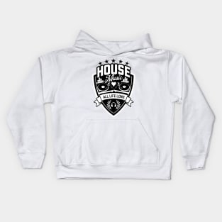 HOUSE MUSIC - Turntable Sheild (Black) Kids Hoodie